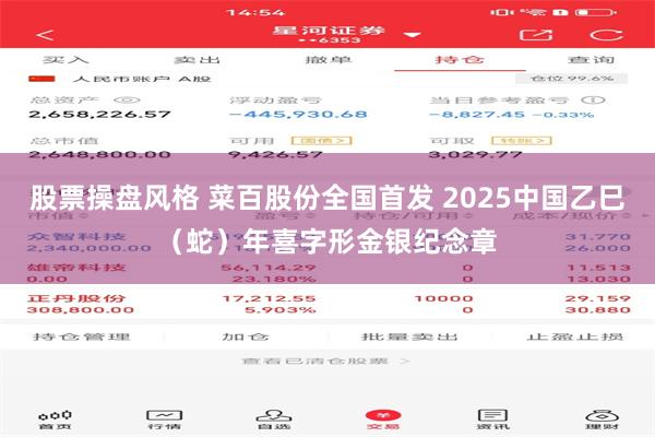 股票操盘风格 菜百股份全国首发 2025中国乙巳（蛇）年喜字形金银纪念章